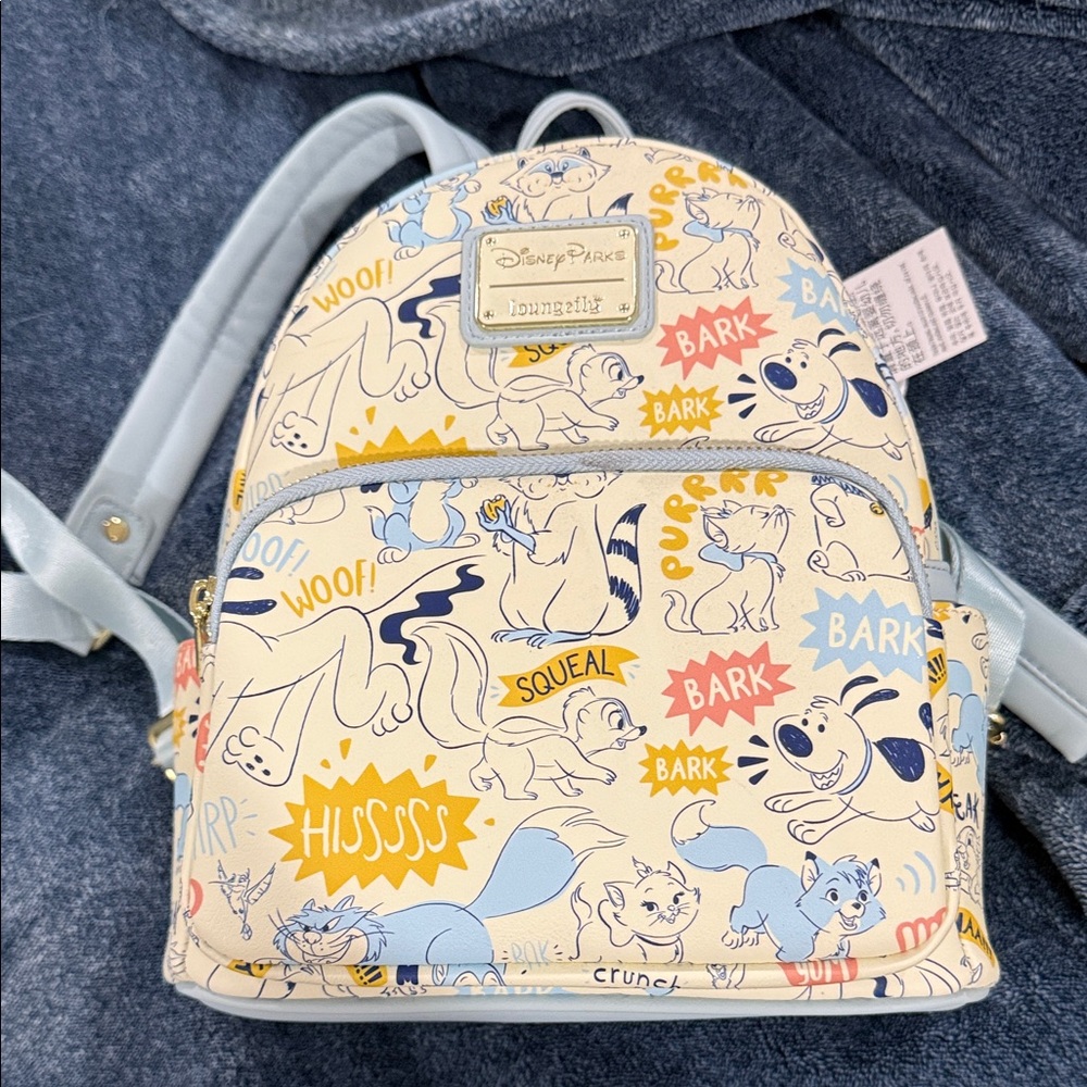 Loungefly Disney Pets Cream and Blue Backpack